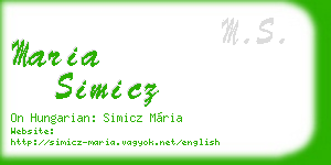 maria simicz business card
